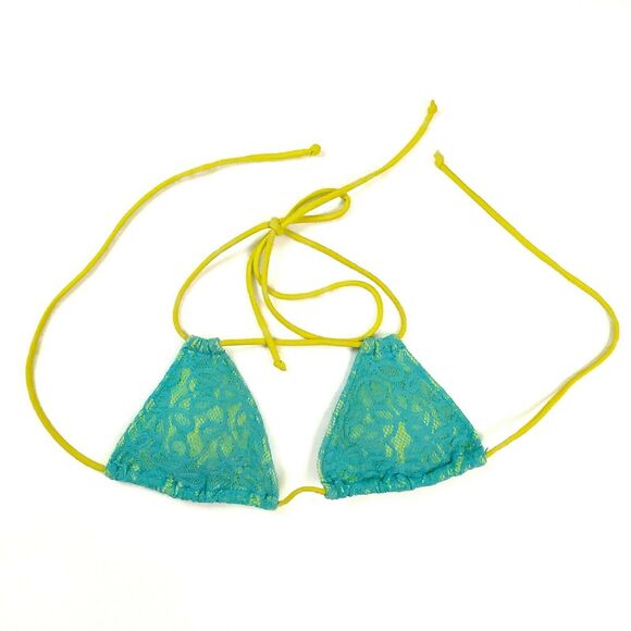 Victorias Secret Bikini Top SZ Small Blue Yellow - Picture 1 of 5